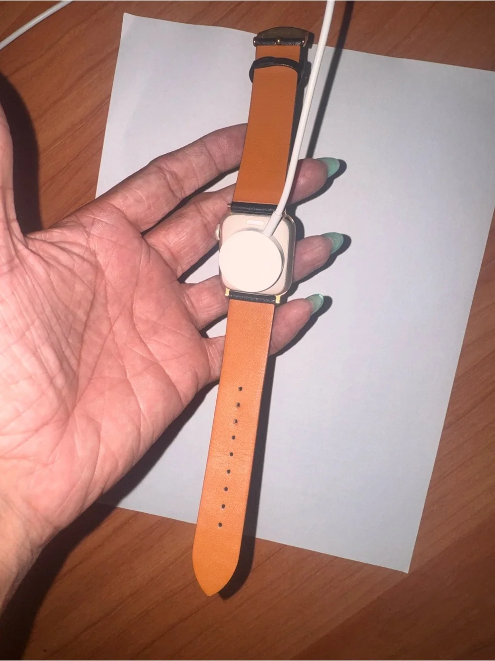 Apple Smartwatch with Black Leather Band and Gold Studs SE 2nd gen 40mm